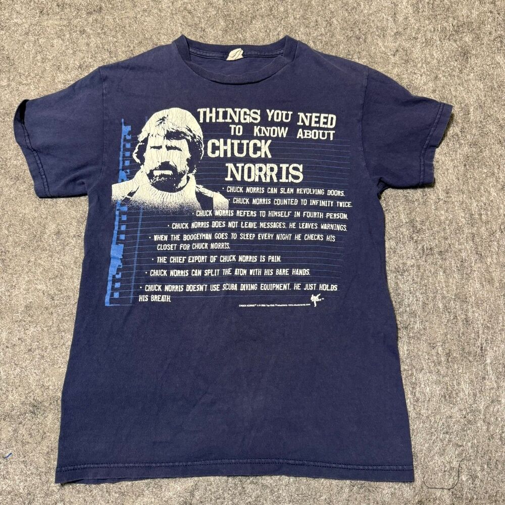 Vintage 00S Y2K Delta Mens T-Shirt Size XS Chuck Norris Faded Distressed